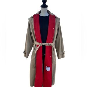Vintage Misty Harbor Classic Tan Women's Trench Coat SZ 14 petite